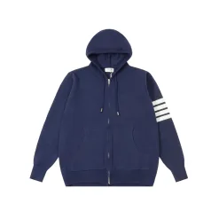 Luxus Thom Browne Jacken Navy Wolle Jacquard Stil