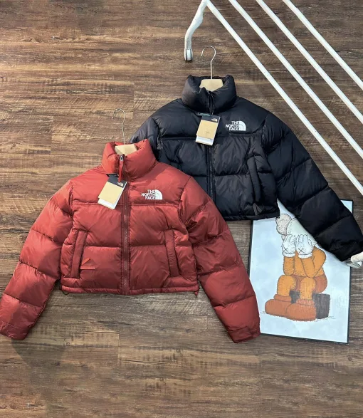 Hochwertige The North Face Daunenjacken Schwarze Stickerei Luxus