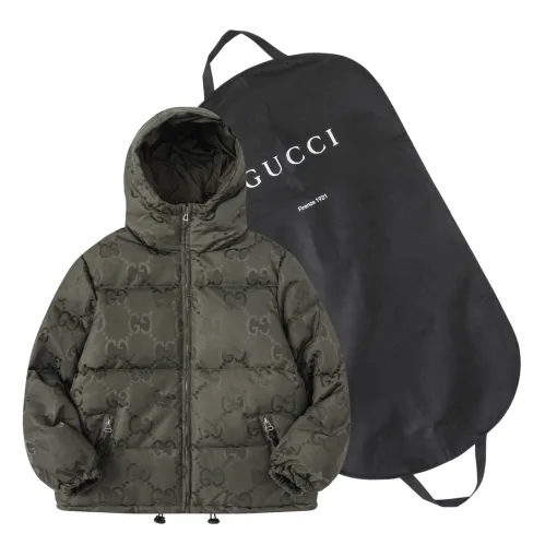 Hochwertige Gucci-Kleidung für kaltes Wetter, schwarze Baumwolle, Monogramm-Stil