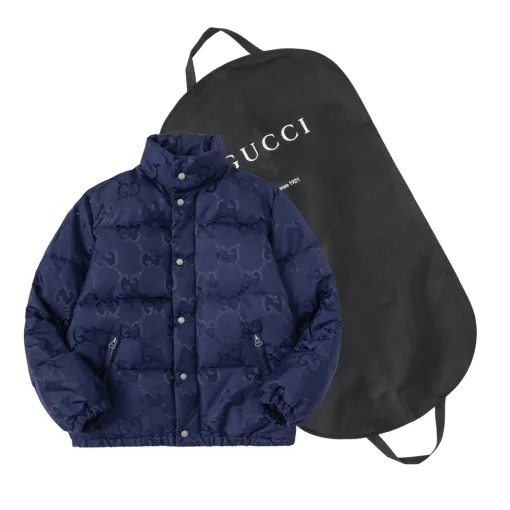 Hochwertige Gucci Daunenjacken aus schwarzer Baumwolle, Monogramm-Kollektion