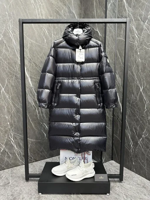 Hochwertige Moncler Mäntel Schwarz Nylon Klassischer Luxus