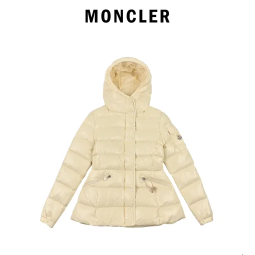 Moncler Daunenjacken in Premiumqualität aus weißem Nylon im Logo-Stil