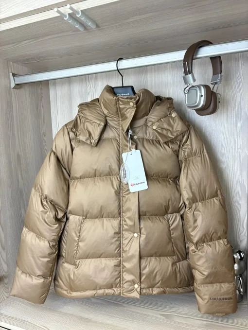 Hochwertige Lululemon Daunenjacken aus weißem Fleece, solide Kollektion