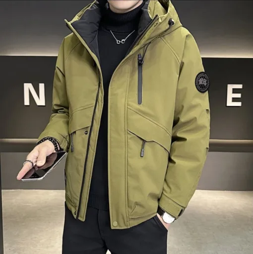 Hochwertige Daunenjacke von Canada Goose aus schwarzem Polyester, atmungsaktiv