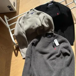 Luxus Ralph Lauren Pullover Schwarz Fleece Classic Collection