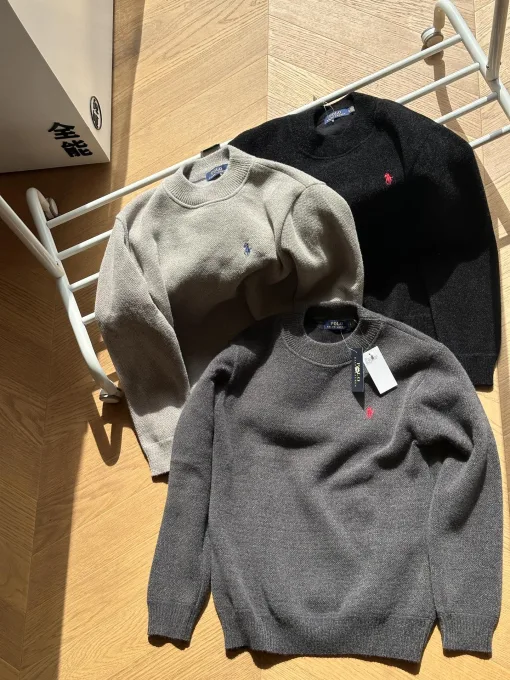 Luxus Ralph Lauren Pullover Schwarz Fleece Classic Collection