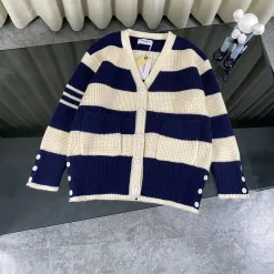 Premium Qualität Thom Browne Pullover Navy Wolle Klassisch Luxus