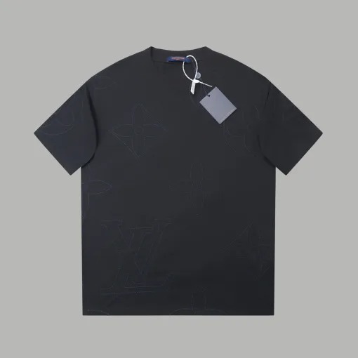 Bestseller Louis Vuitton Kurzarm-Logo-Kollektion aus schwarzer Baumwolle