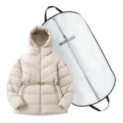 Hochwertige Moncler Daunenjacken Weiß Nylon Streifen Luxus