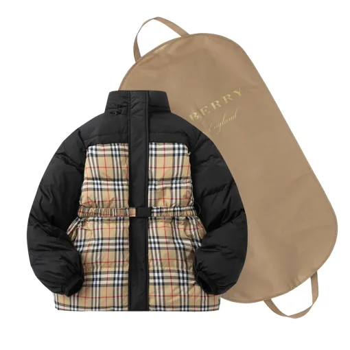 Premium Burberry Daunenjacke Weiß Plaid Kollektion