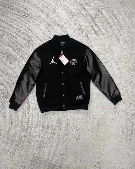 Hochwertige Jordan Coats Black Leather Embroidery Collection
