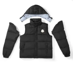 Luxus-Moncler-Mäntel aus schwarzem Nylon, moderne Kollektion