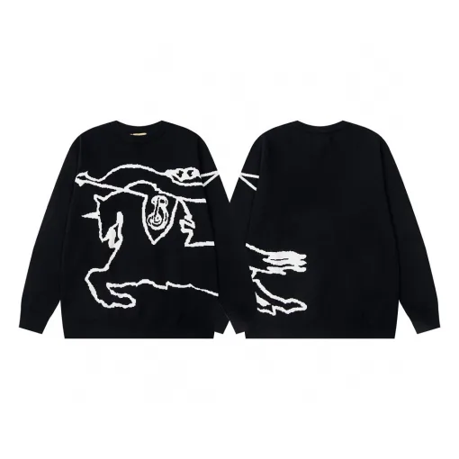 Luxus Burberry Windbreaker Schwarz Strick Jacquard Luxus