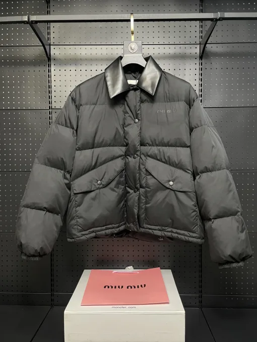 Hochwertige Miu Miu Jacken Schwarz Leder Retro Luxus