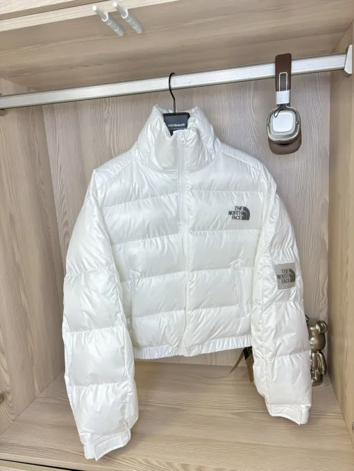 Hochwertige The North Face Daunenjacken Weiß Bestickt Luxus
