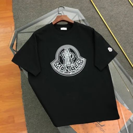 Moncler Kurzarmhemd in Premiumqualität aus weißer Baumwolle im Logo-Stil