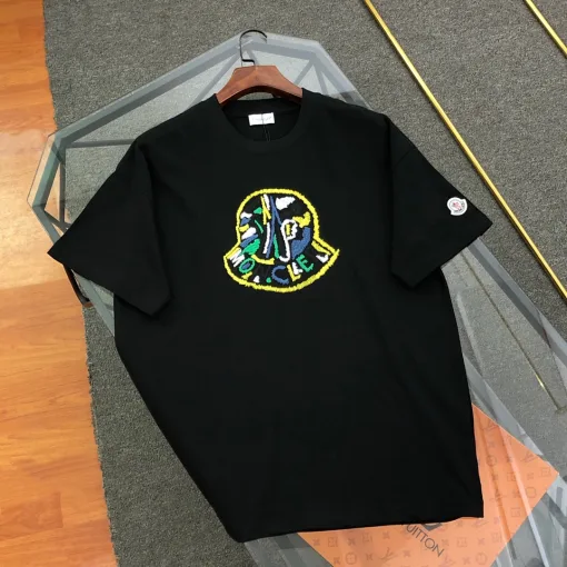 Hochwertiger Moncler Kurzarm-Stil aus weißer Baumwolle mit Stickerei