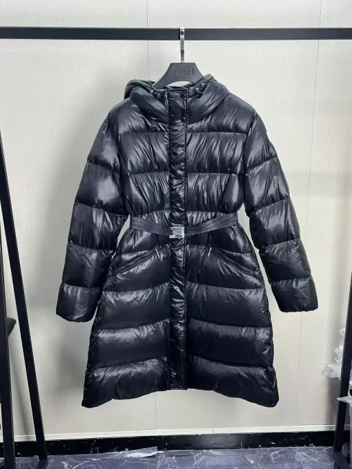 Hochwertiger Moncler-Mantel aus schwarzem Nylon, klassische Kollektion