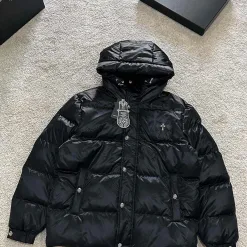 Luxus Chrome Hearts Daunenjacke Weiß Jacquard Style