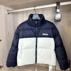 Bestseller Fila Daunenjacken Weiß Patchwork Luxus