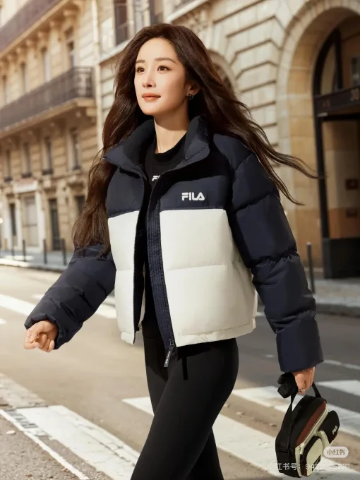 Premium Fila Daunenjacken Weiße Stickerei Luxus