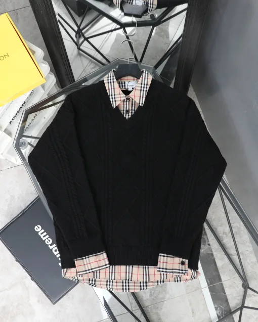 Hochwertiges Burberry-Hemd in schwarzem Wollkaro