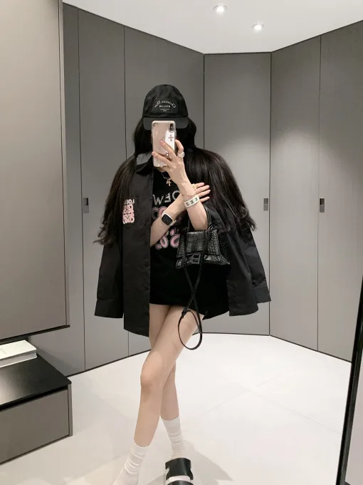 Hochwertiges Loewe Shirt Schwarz Strass Style