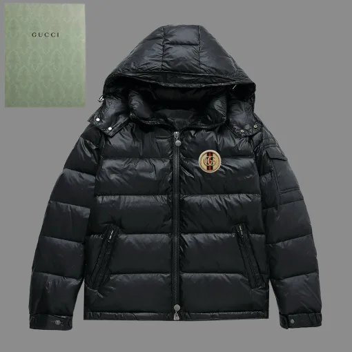 Hochwertige Gucci-Daunenjacke aus weißem Nylon mit Logo-Kollektion