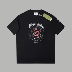 Hochwertiger Gucci Kurzarm Schwarz Baumwolle Klassischer Luxus