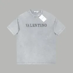 Premium Valentino Kurzarm Schwarz Baumwolle Strass Stil