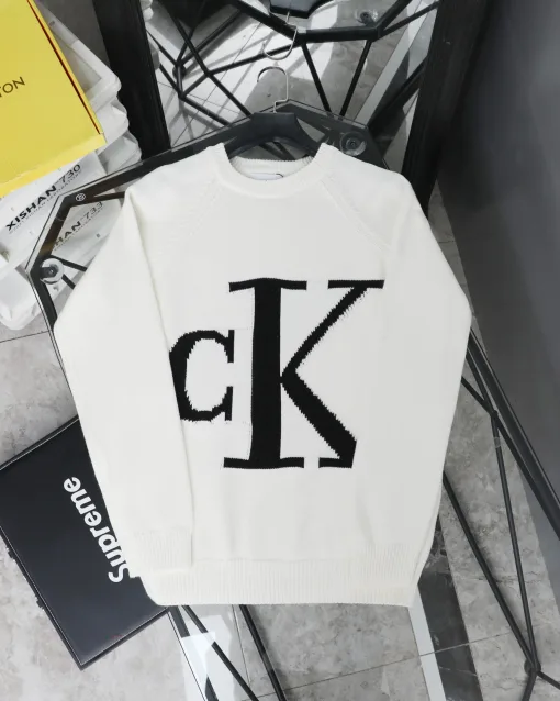 Bestseller Calvin Klein Pullover Schwarzer Strick Logo Style