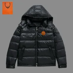 Bestseller HermS Daunenjacke Schwarz Nylon Atmungsaktiv Luxus