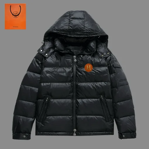 Bestseller HermS Daunenjacke Schwarz Nylon Atmungsaktiv Luxus