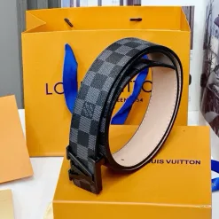 Luxus Louis Vuitton Gürtel Schwarzes Rindsleder Classic Collection