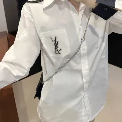 Premium Yves Saint Laurent Hemd Weiße Strass Kollektion