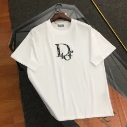Premium Dior Kurzarm Schwarz Baumwolle Logo Luxus