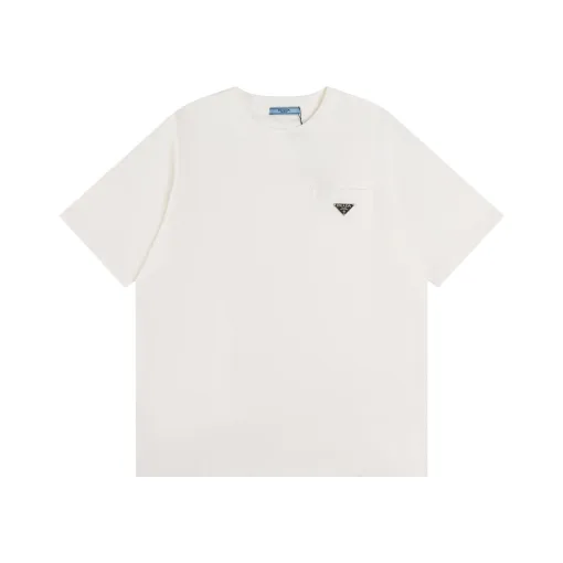 Luxuriöse Prada Kurzarm-Baumwoll-Logo-Kollektion