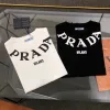 Premium Prada Kurzarm Weiß Baumwolle Logo Luxus