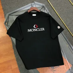 Premium Moncler Kurzarm Weiß Baumwolle Bestickt Stil
