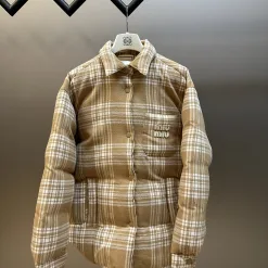 Bestseller Miu Miu Mantel Weiß Baumwolle Plaid Style