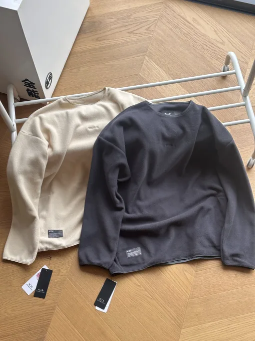 Premium Qualität Oakley Sweatshirts Grau Fleece Stickerei Luxus