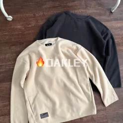 Luxus Oakley Sweatshirts Grau Fleece Stickerei Luxus