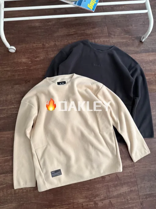 Luxus Oakley Sweatshirts Grau Fleece Stickerei Luxus