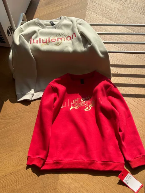 Premium Lululemon Sweatshirts Rot Baumwolle Retro Luxus