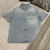 Premium Qualität Louis Vuitton Kurzarm Denim Bestickt Luxus