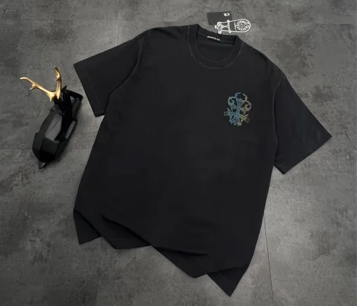 Premium Qualität Chrome Hearts Kurzarm Schwarz Baumwolle Gradient Kollektion