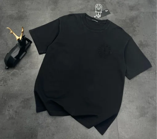 Meistverkaufte Chrome Hearts Kurzarm Schwarz Baumwolle Strass Stil