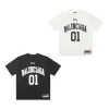 Hochwertiger Balenciaga Kurzarm Schwarz Jersey Washed Luxury