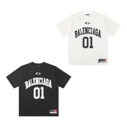 Hochwertiger Balenciaga Kurzarm Schwarz Jersey Washed Luxury