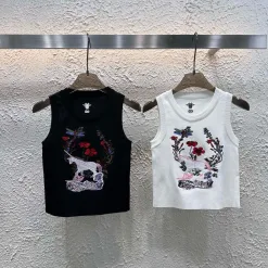 Hochwertige Dior Weste Schwarz Bestickt Luxus